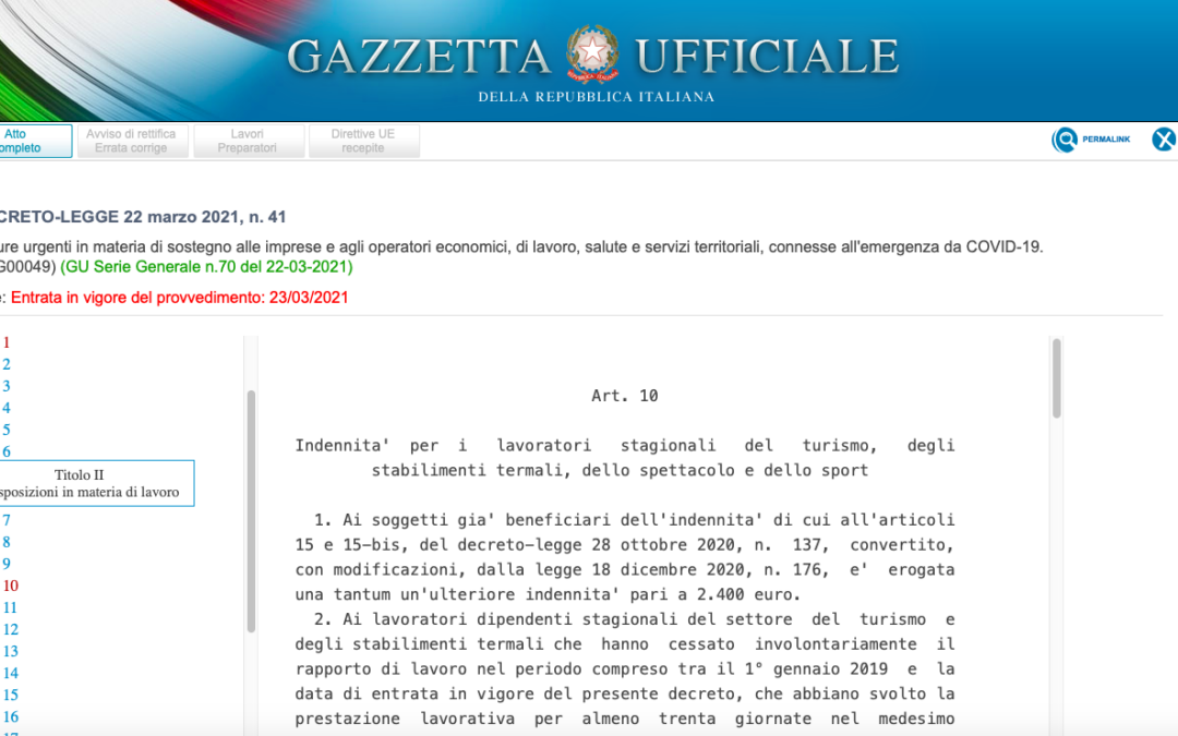 Decreto sostegni: le novità per i lavoratori dello spettacolo