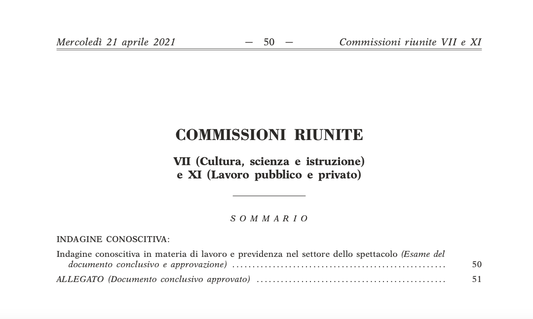 Spettacolo: alla Camera approvato il documento sull’indagine conoscitiva del settore