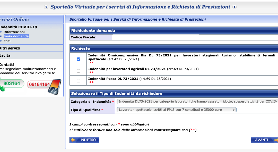 Decreto Sostegni Bis: come fare domanda per l’indennità onnicomprensiva sul sito INPS